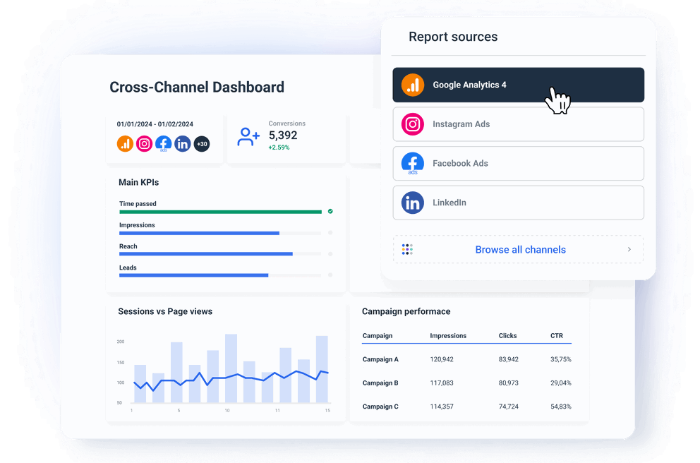 Seamlessly connect 45+ marketing platforms