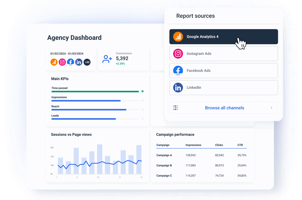 Connect your sources in a few clicks