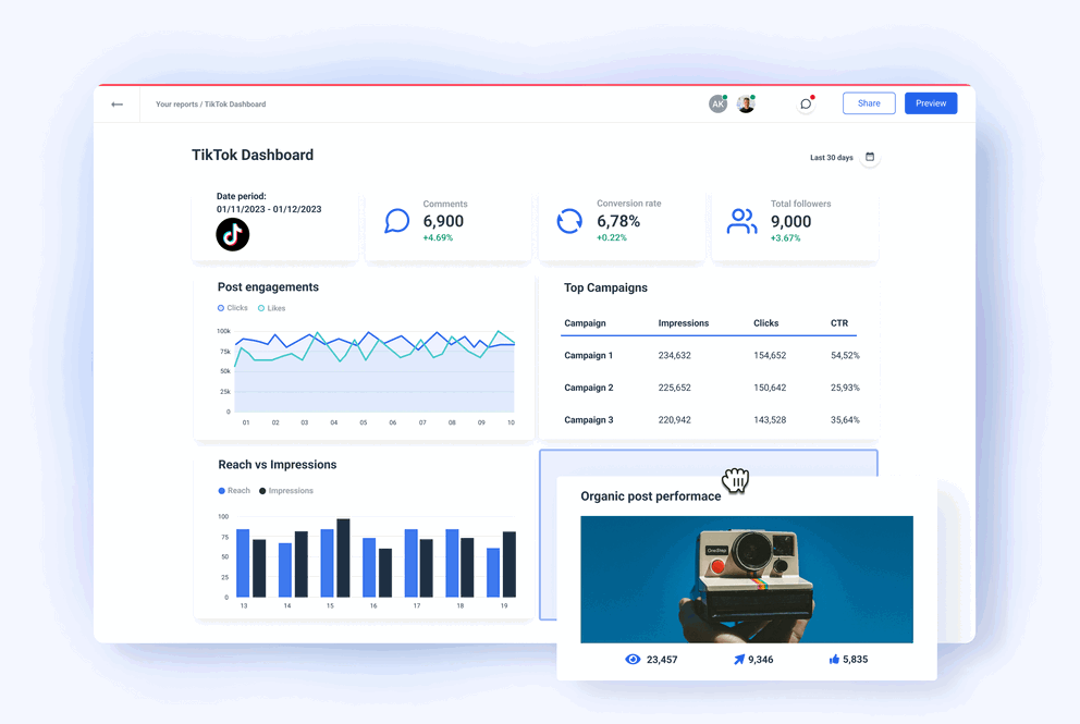 TikTok dashboard hero