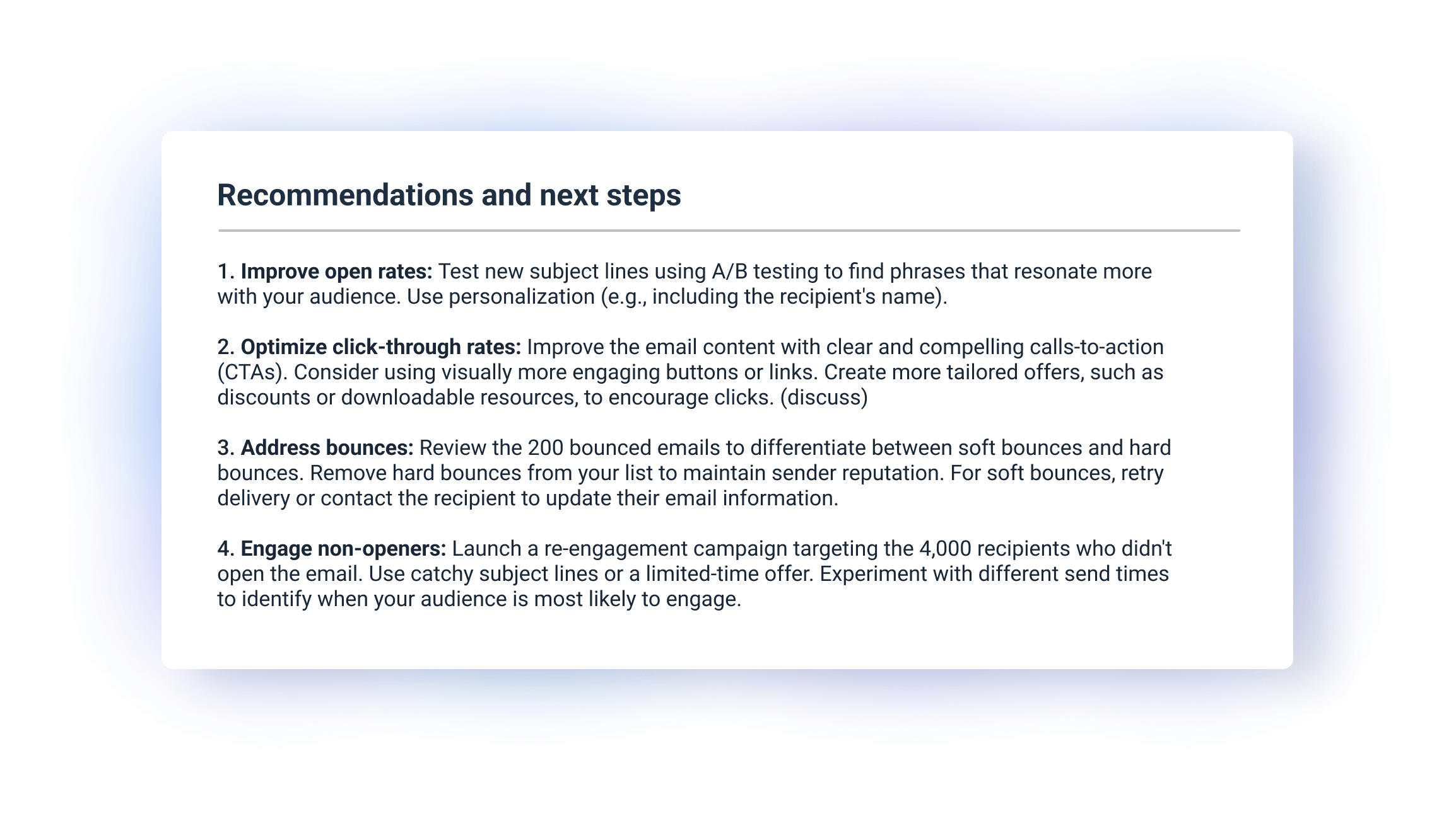 Actionable insights