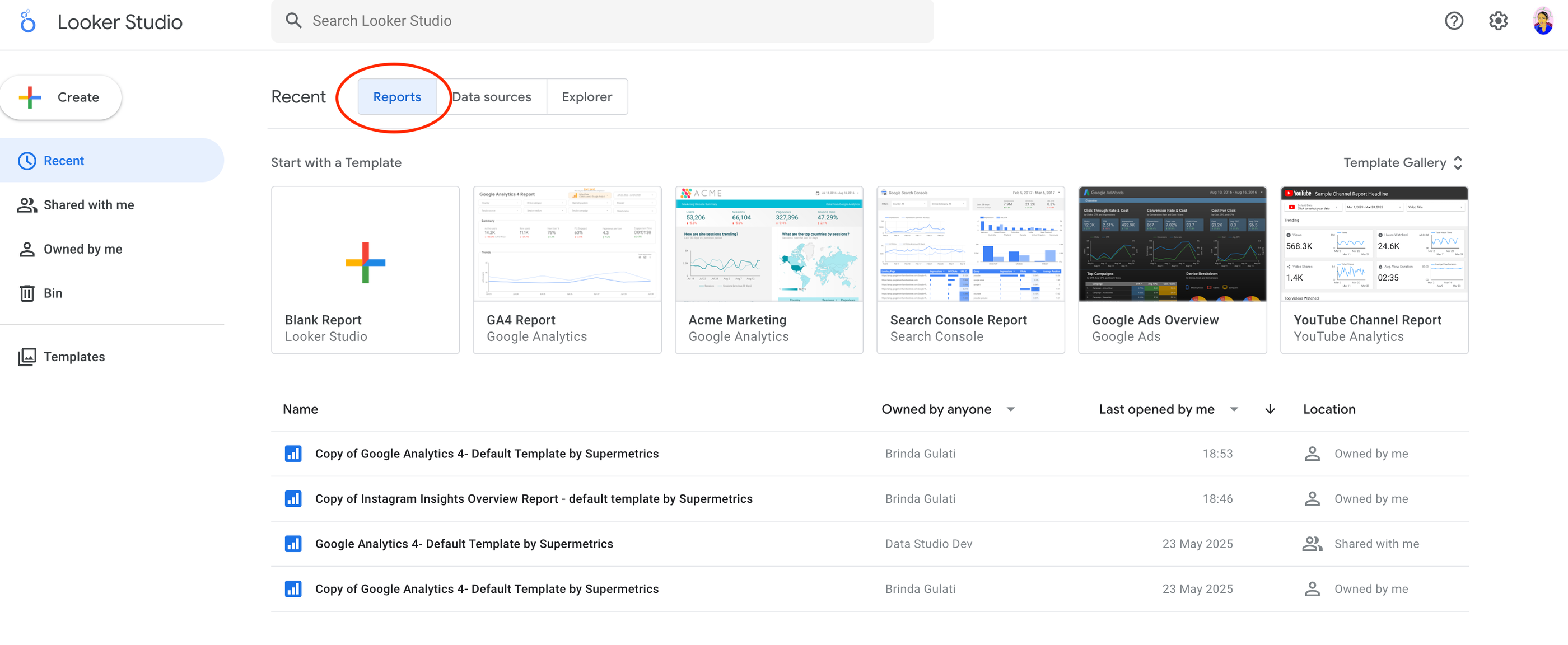 Reports In Looker Studio - Looker Studio interface with 