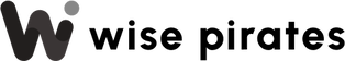 Wise Pirates - A gray W-shaped design and a small gray circle on a black background.